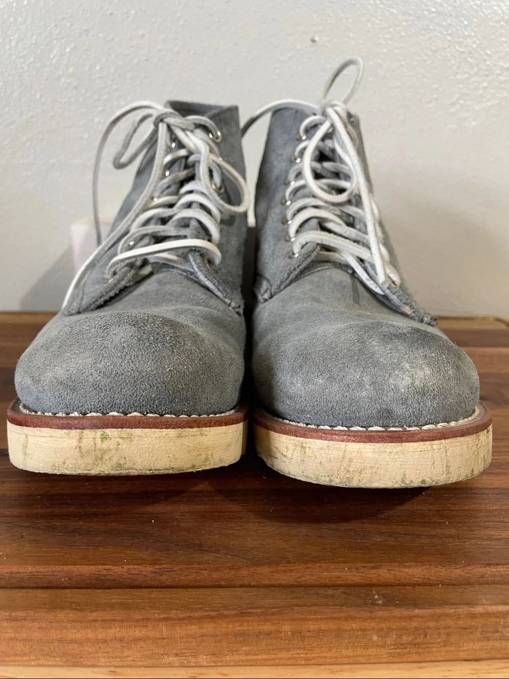 Gray Suede Steel Toe Lace Up Chukka Boots M6.5D Unisex Workwear Red Wing Shoes
